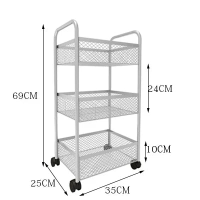 Food Trailer Trolley Rolling Cart Organizer Metal Vegetable