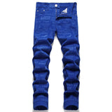 Rock punk style design Men Blue Printed Jeans