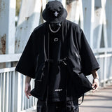 2023 Ribbon Hip Hop Punk Techwear Kimono Oversized