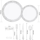 150PCS Silver Plastic Plates, Disposable Silverware & Plastic
