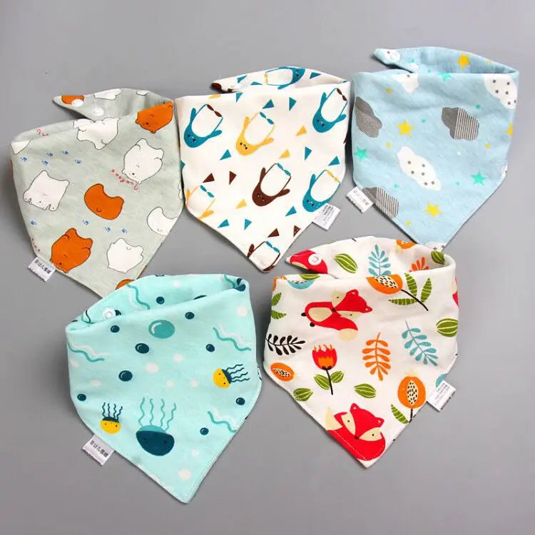 5Pcs/Set Baby Bibs Triangle Double Cotton Bandana Bibs