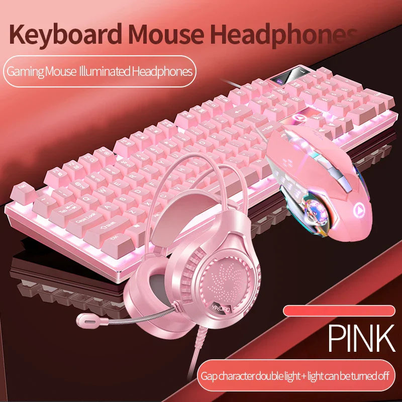 Gaming Keyboard Mouse Headphone Set Wired Backlight Game