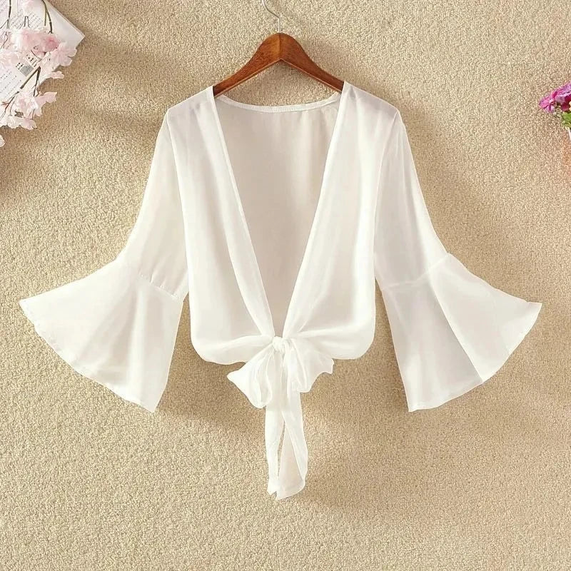 Korean Solid Chiffon Transparent Sunscreen Shawl Female Summer