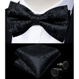 Classic Black Men's Bow Tie Butterfly Pocket Square