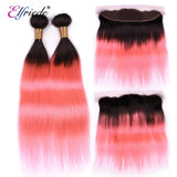 Elfriede #T1BPink Straight Ombre Colored Hair Bundles with