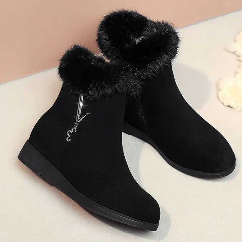 Women Flats Shoes Platform Fur Crystal Luxury Chelsea