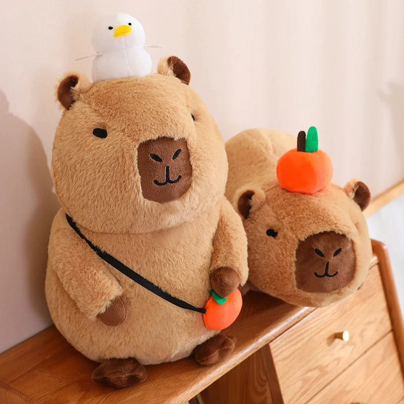 Capybara Plush Toy Simulation Capibara with Fruits Fluffy