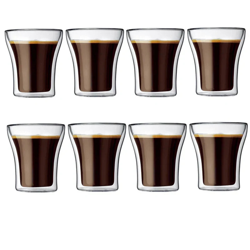 80/200ml Clear Double Wall Glass Espresso Coffee Cup