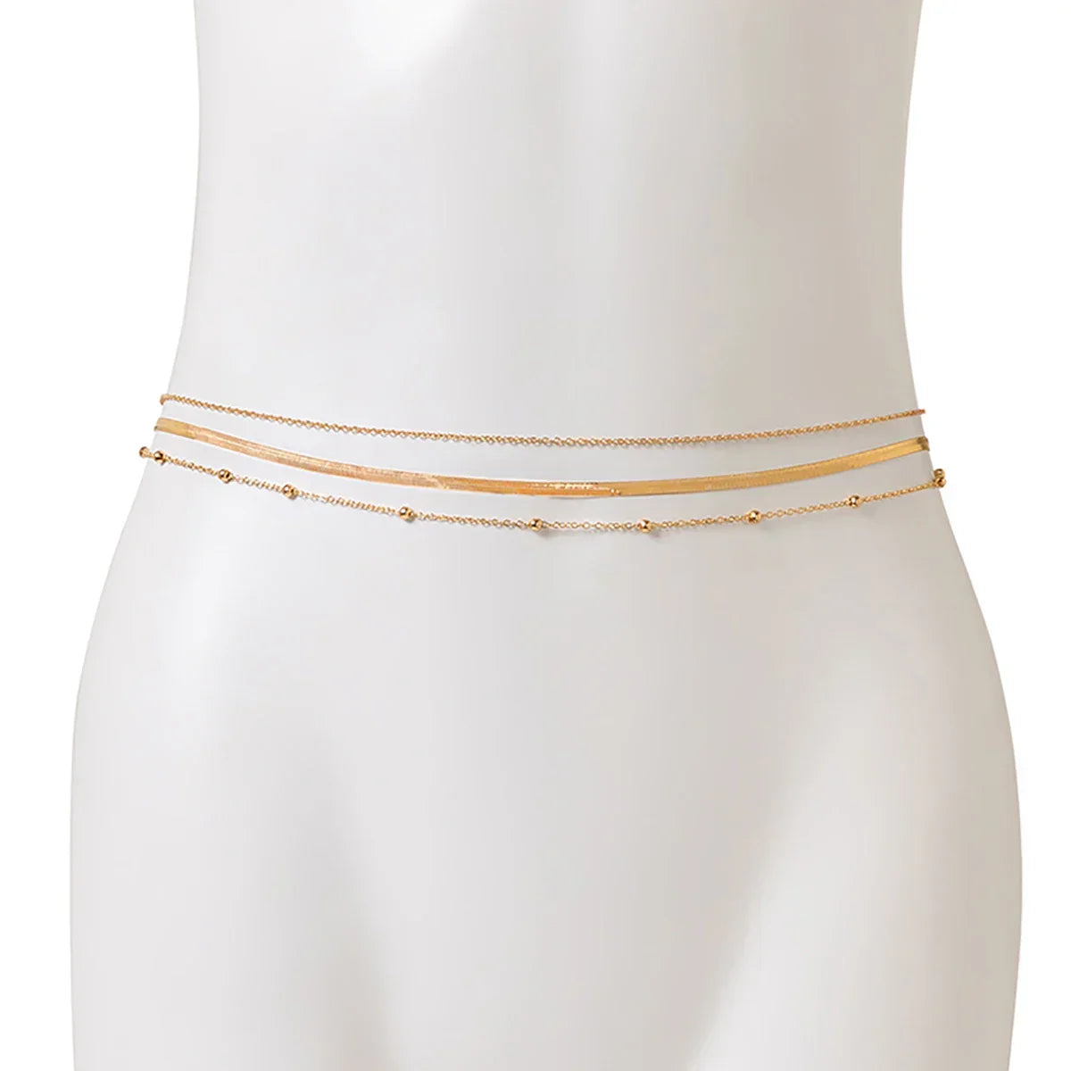 Salircon Minimalist multi-layer metal flat snake chain belly