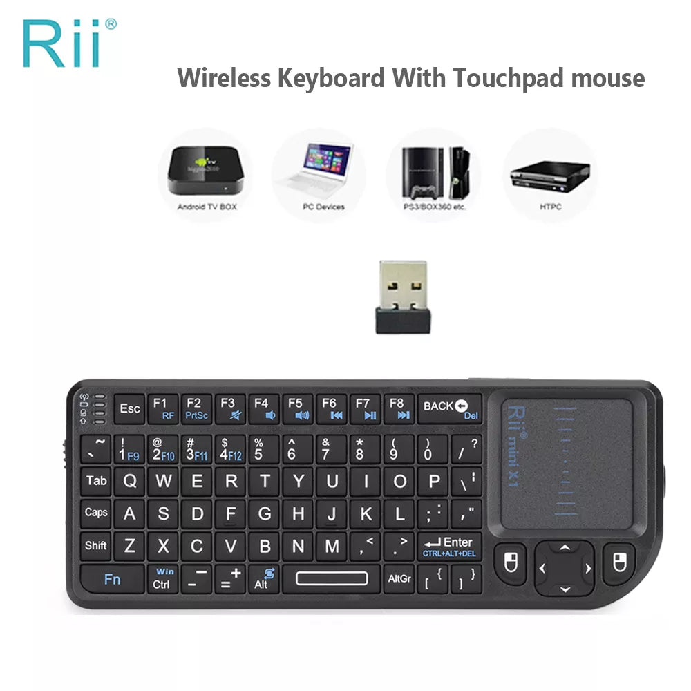 Rii X1 2.4GHz Mini Wireless Keyboard English/ES/FR Keyboards