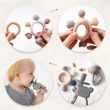 1Set Baby Silicone Koala Training Toothbrush Wooden Ring