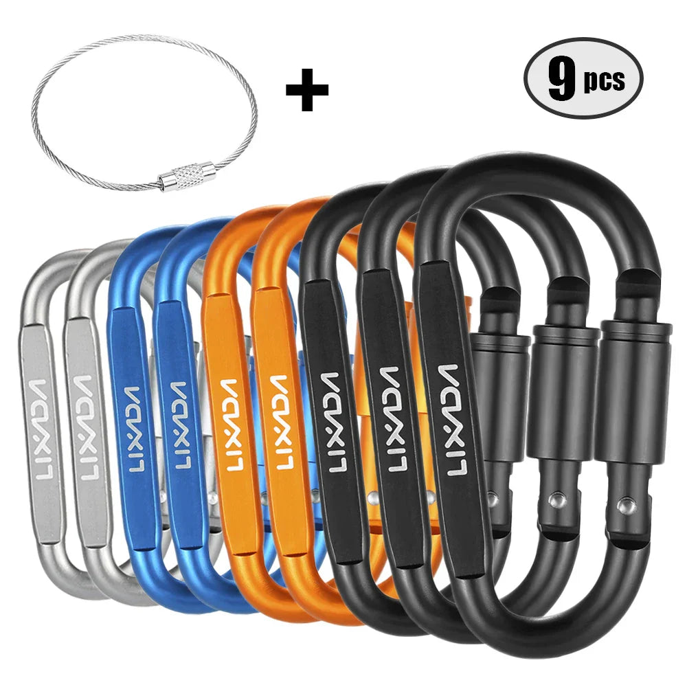 Lixada 9 Pack Aluminum Alloy D-ring Locking Carabiner