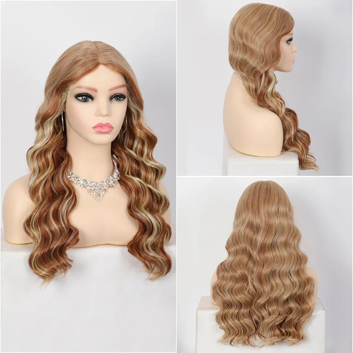 Kalyss Synthetic 18 Inches Ombre Blonde Curly Wavy