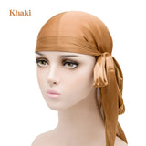 Unisex Silky Satin Durags Bandanas Turban Hat Elastic