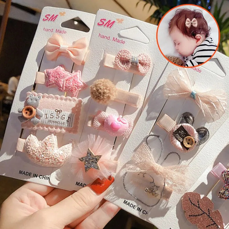 12Pcs Set Animal Crown Flower Baby Hairpins Sweet