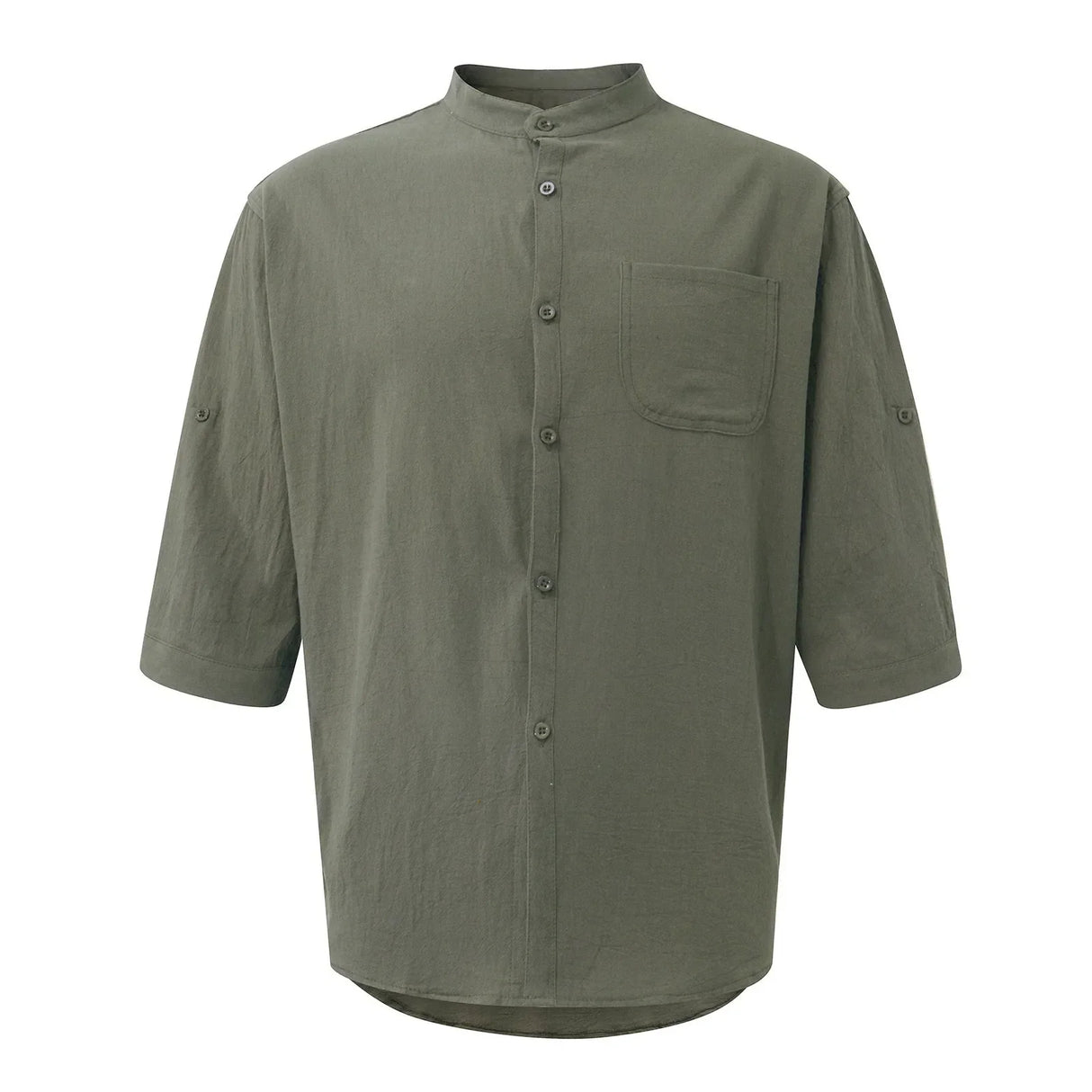 Hot Male Summer Cotton Linen Shirt Solid Casual