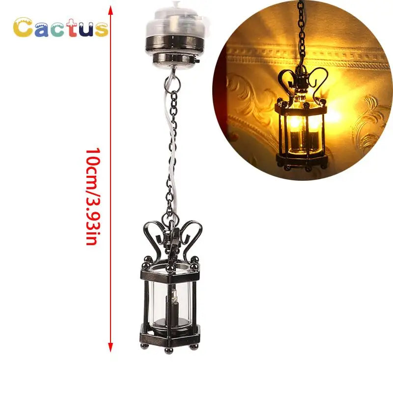 1:12 Dollhouse Miniature LED Ceiling Lamp Gold Chandelier