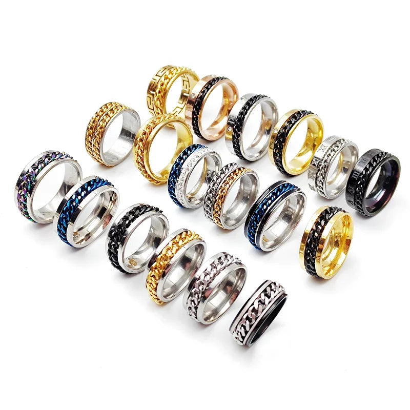 2030PcsLot Classic Stainless Steel Chain Rotating Rings for