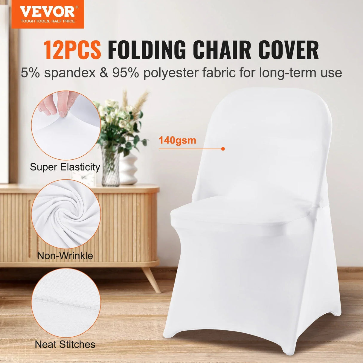 VEVOR 12 30Pcs Wedding Chair Covers Spandex Stretch