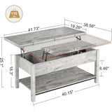 41.7" Lift Top Coffee Table - Converts to Dining Table, Gray