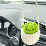 NEW Cute Potted Plants Crochet Car Basket,Hanging Plant