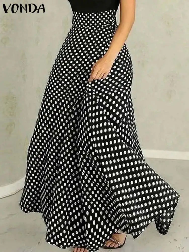 Plus Size VONDA Women High Waist Long Skirts