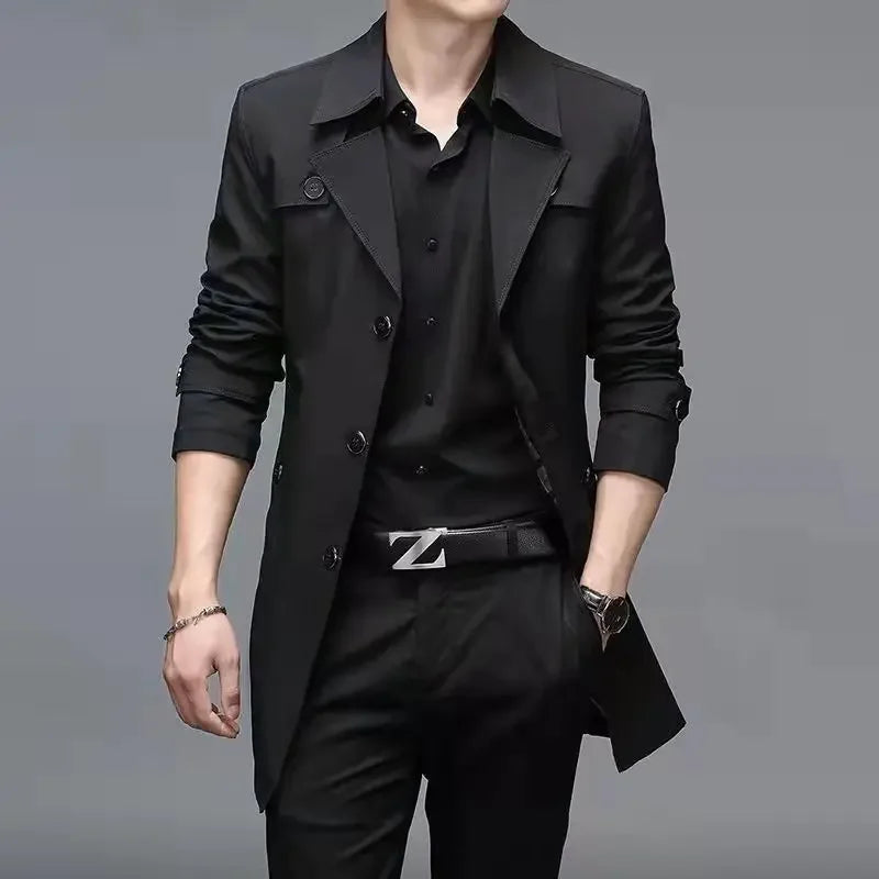 Fashion Men's woolen Coats Solid Color Single Breasted