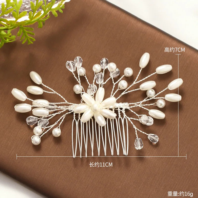 Crystal Pearl Hair Comb Clip Hairpin For Women