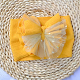 Baby Oversized Bow Headband Leopard Mesh Bowknot Wide