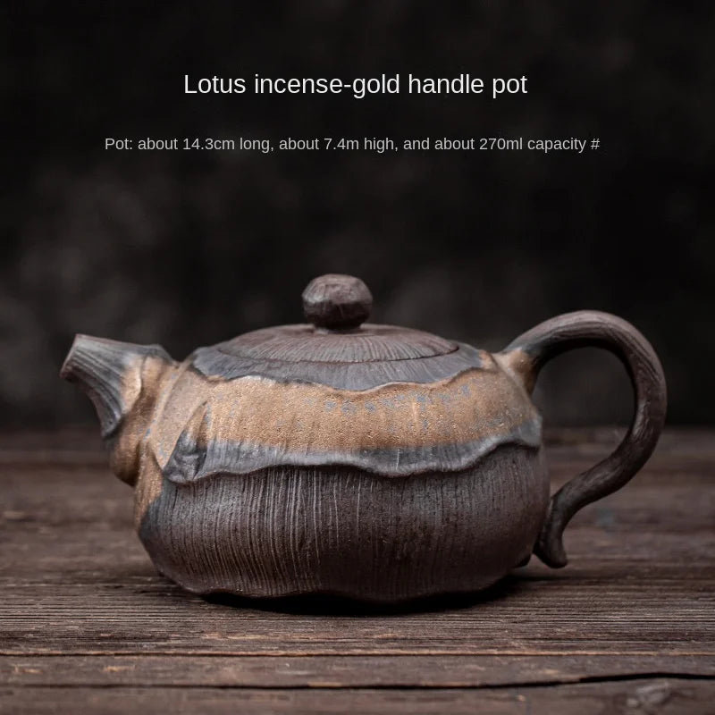 Gilded Iron Glaze Lotus Fragrance Pot Pu'er Tea