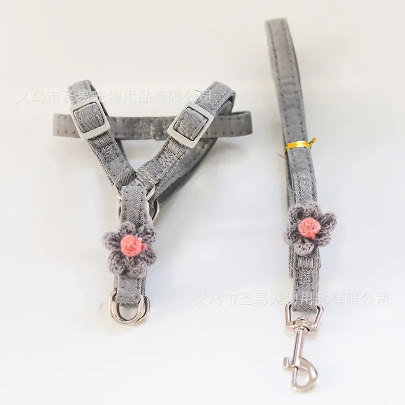 Dog Harness with 1.2m Traction Leash Adjustable Collars