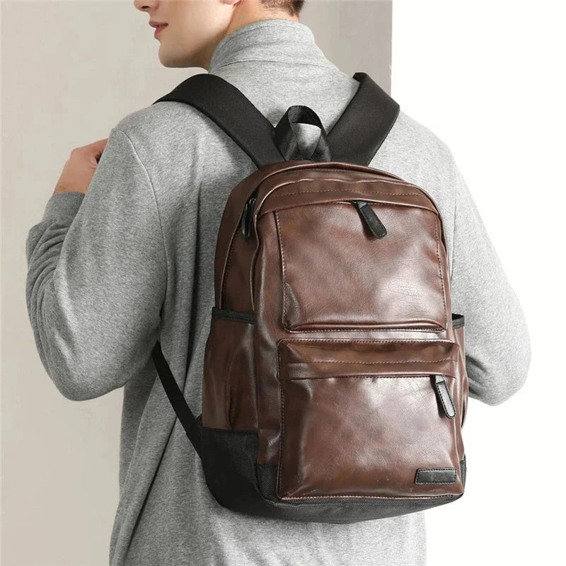 Luxury Soft Leather Men High Capacity Travel Backpack