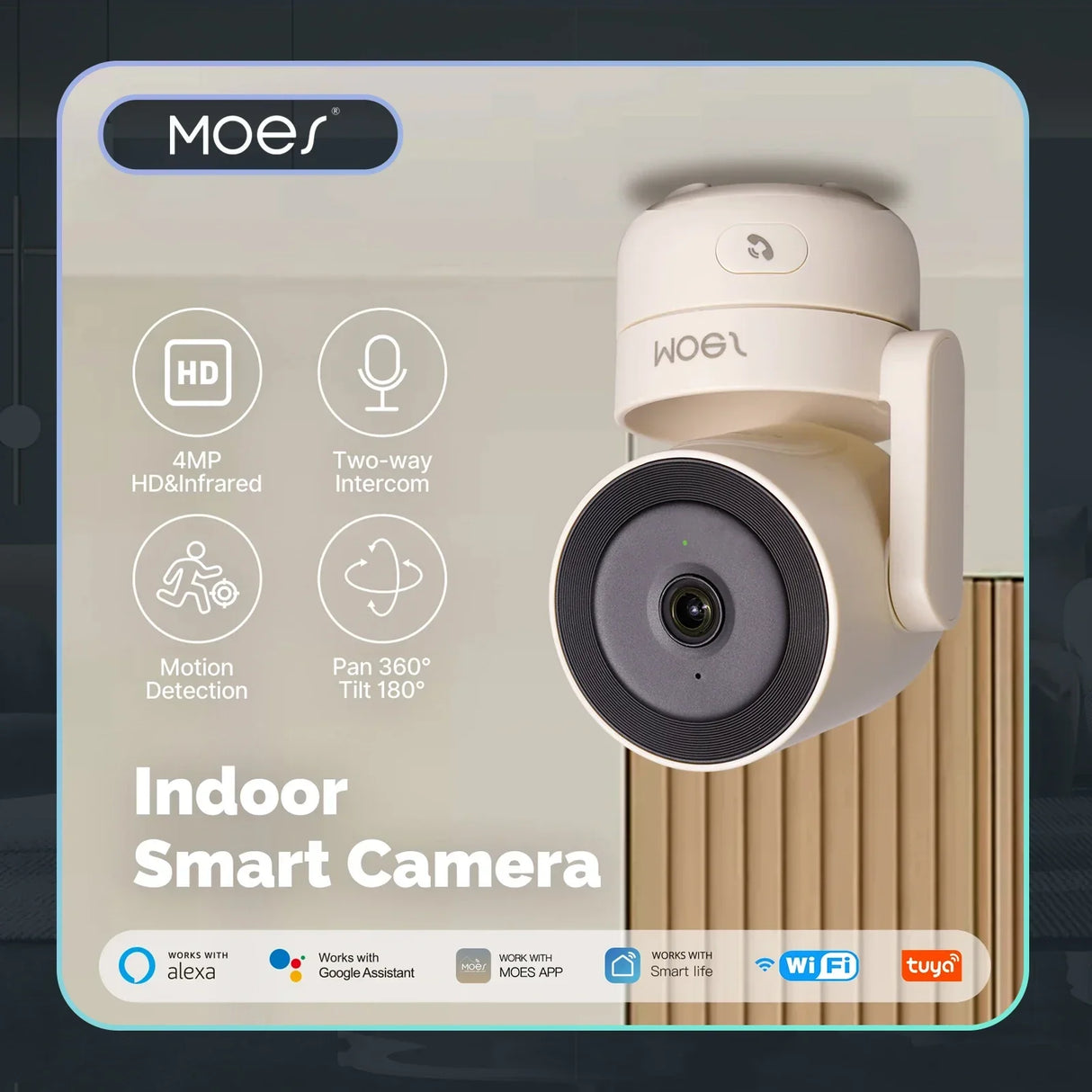 MOESTuya WiFi Smart Home Security Camera, Indoor Pan/Tilt