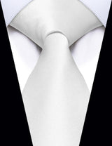 Luxury White Solid Necktie for Man Accessories Classic