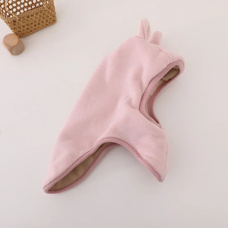 Winter Cartoon Bear Ear Baby One-Piece Hat Kids