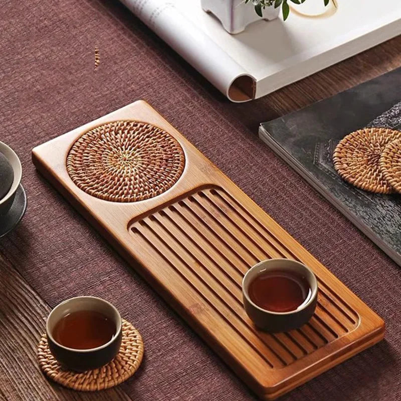 Kitchen Dish Tea Tray Modern Coffeeware Teaware Bamboo