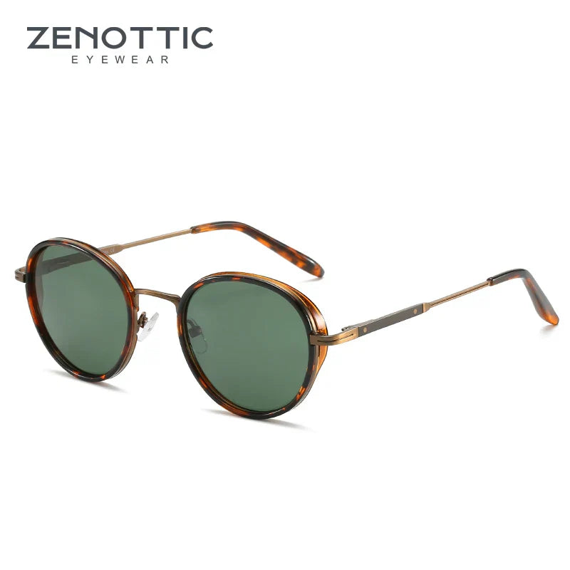 ZENOTTIC 2023 2024 Steampunk Sunglasses Rrtro Round Polarized