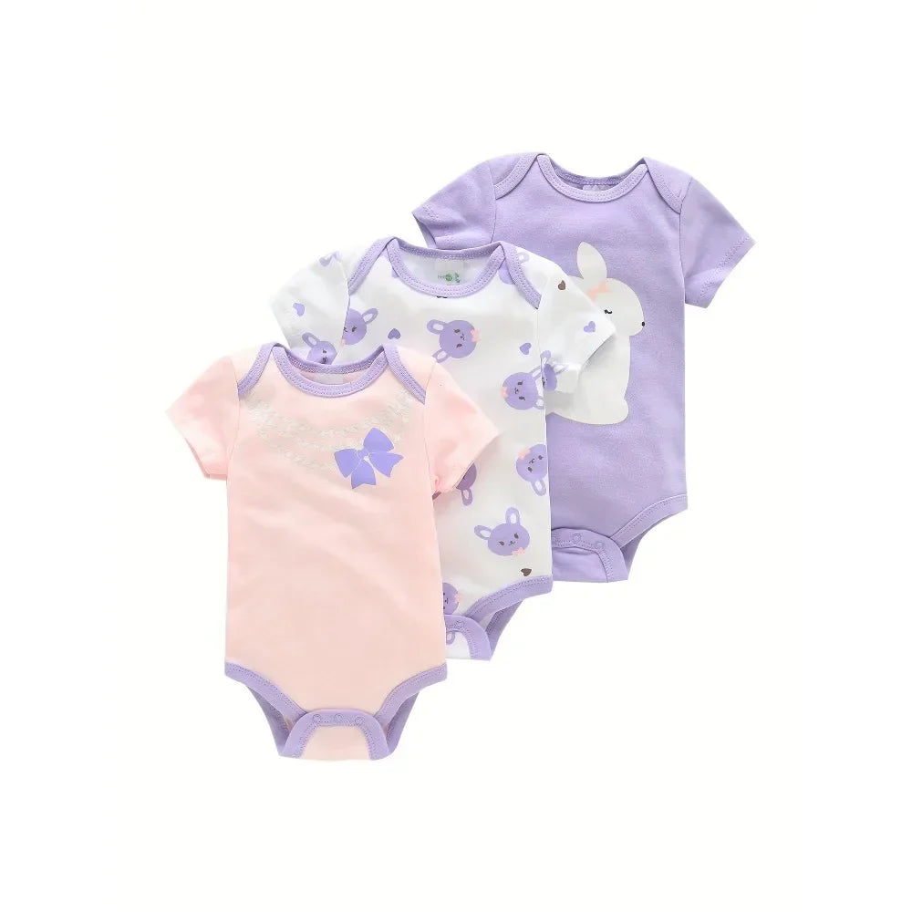 3PCS Infant Baby Cute Graphic One-piece Clothes For