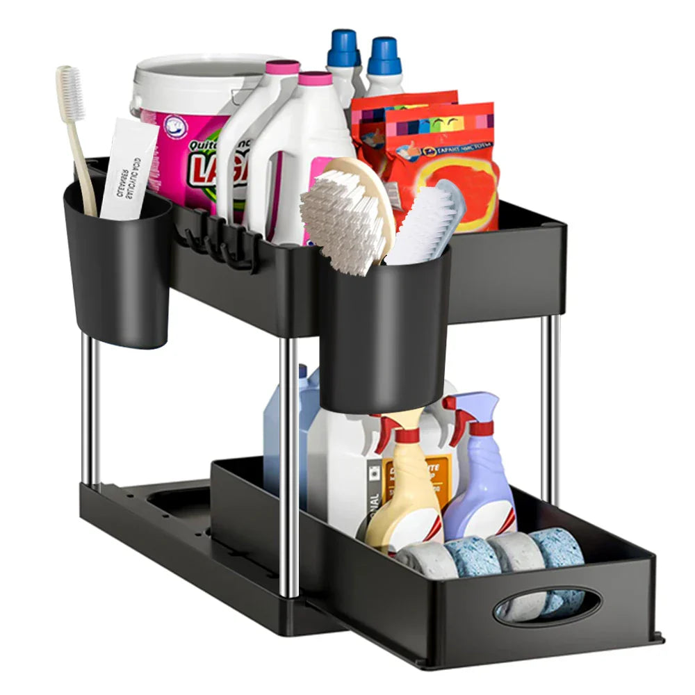 2 Tier Under Sink Organizer For Bathroom Kitchen