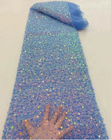 Heavy silver Sequins Lace Fabric With Bead Sequins