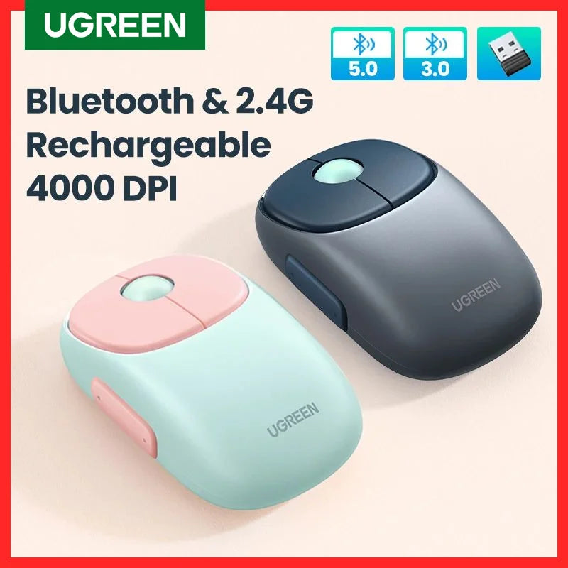 UGREEN Wireless Mouse Bluetooth 5.0 3.0 2.4G Rechargeable