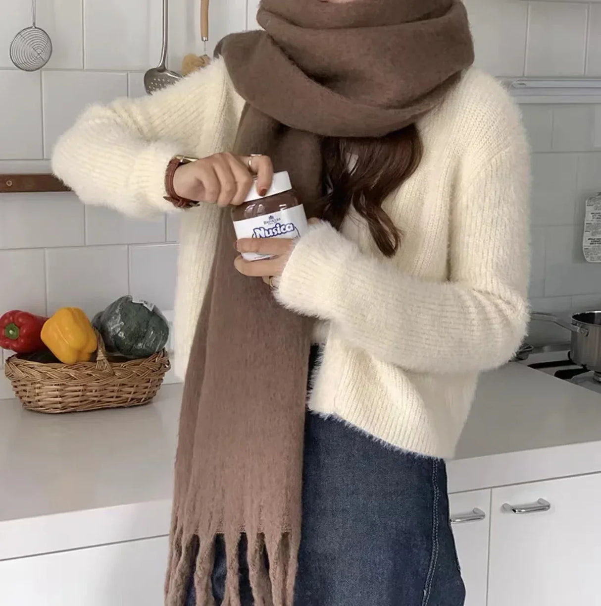 Luxury Cashmere Bright Solid Color Women Scarf Winter