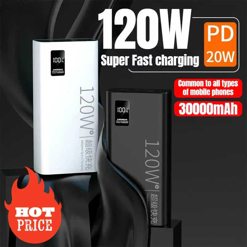 120W super fast charging 30000 mAh power bank