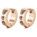 New Trendy Round Hoop Earrings Simple Zircon Stainless