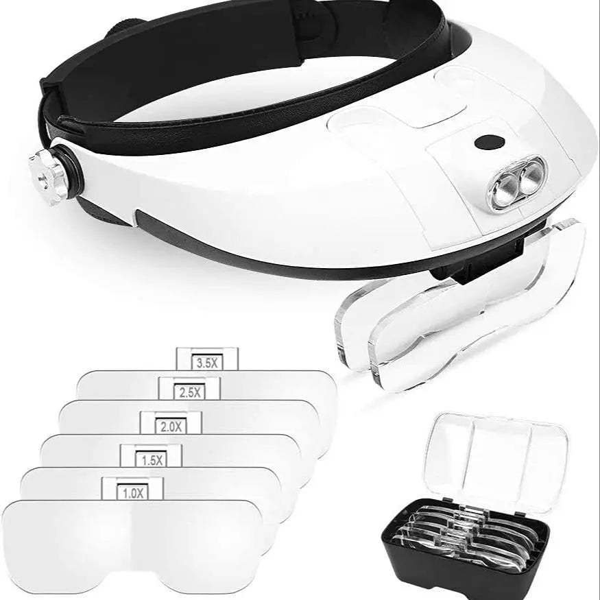 5 Lens LED Repair Helmet Headband Magnifying Glass