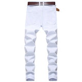 Straight Hole Destruction Trousers Distressed Jeans Men Denim