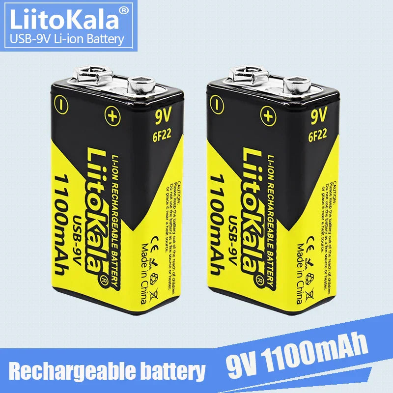 1-16pcs LiitoKala 9V 1100mAh li-ion Rechargeable battery USB