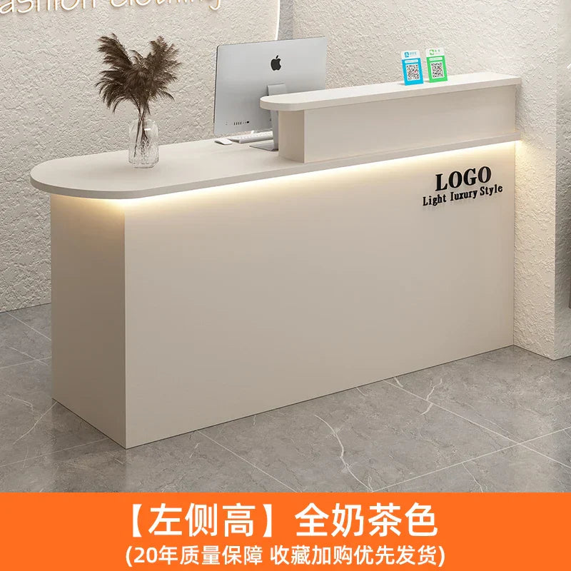 White Stylish Reception Desks Corner Light Bar Office