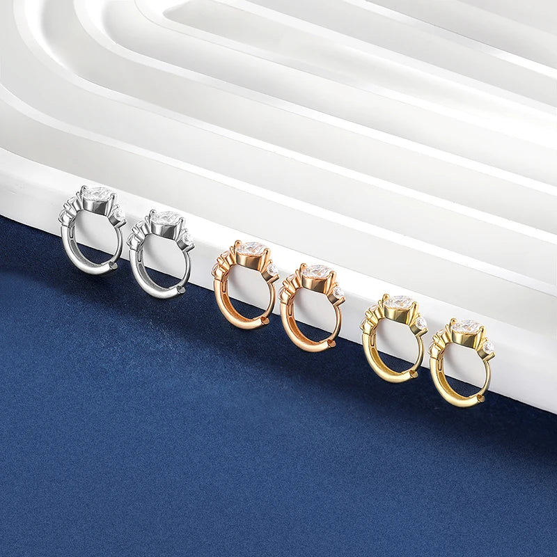 TBCYD 5mm D Color Moissanite Hoop Earrings For