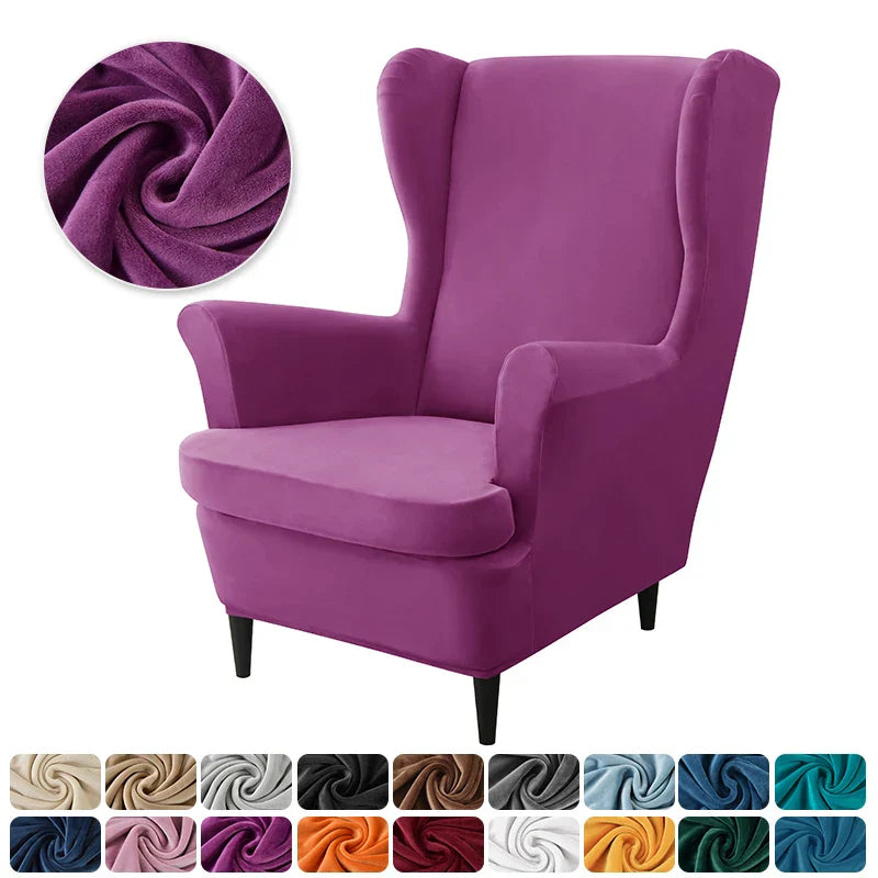 Velvet Wingback Chair Covers Stretch Wing Armchair Cover